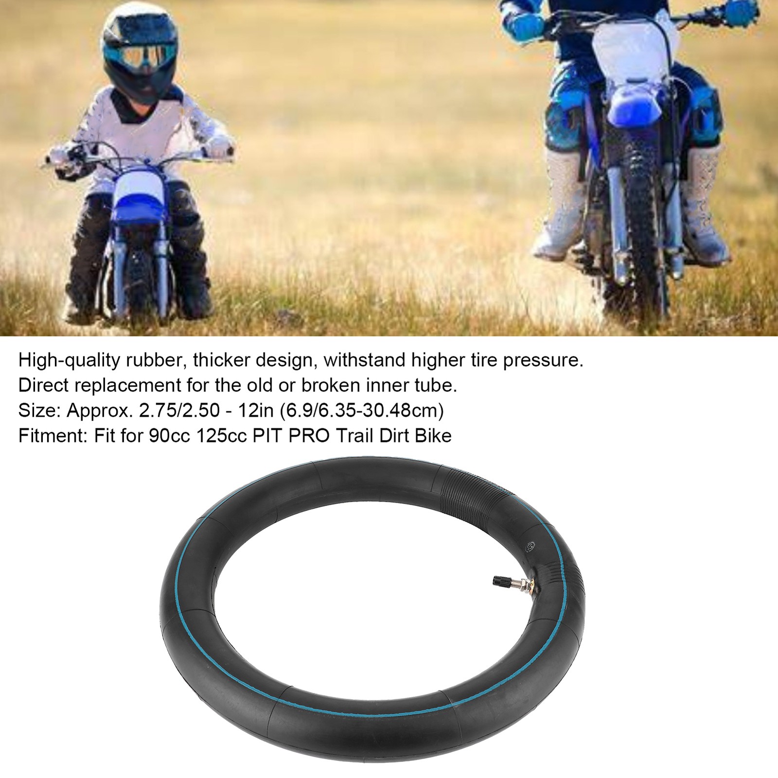 2.75/2.50-12in Front Inner Tire Tube Rubber For 90cc 125cc PIT PRO Trail Dirt