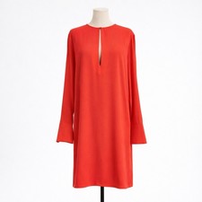 Equipment Femme Bonnie Shift Dress Red Keyhole Long Sleeve Size M