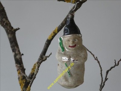 Schneemann, Glas mit venezianischem Tau, Lauscha, Christbaumschmuck, 5D294-21