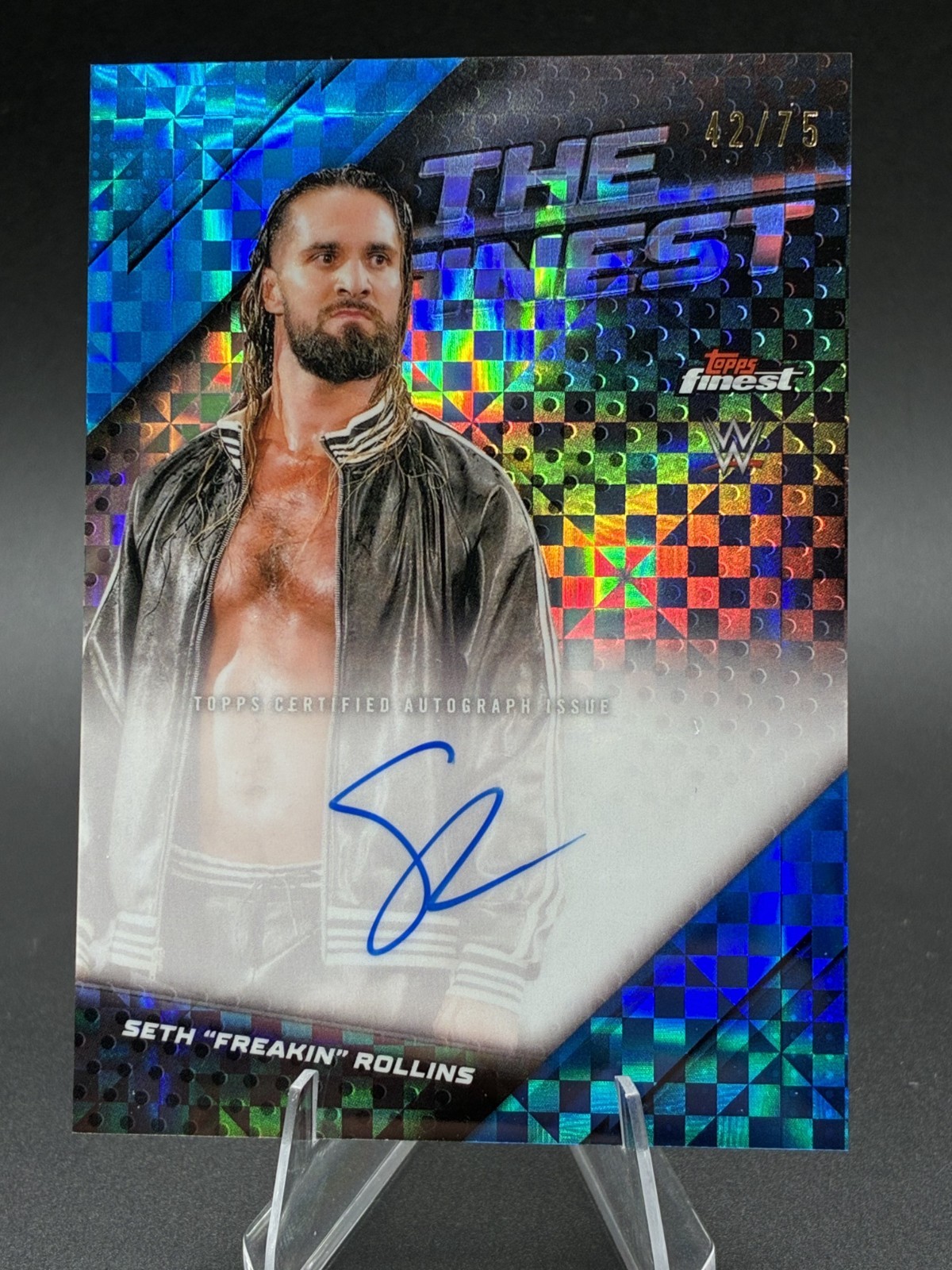 2025 Topps Finest Seth "Freakin" Rollins The Blue Checkerboard /75 Auto