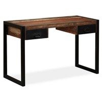 Schreibtisch Massivholz Altholz 120X50X76 Cm Mit 2 Schubladen