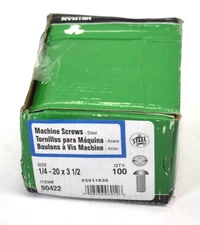 Hillman Group Zinc Plated Machine Screws Round Head Combo 1/4"-20 x 3-1/2"