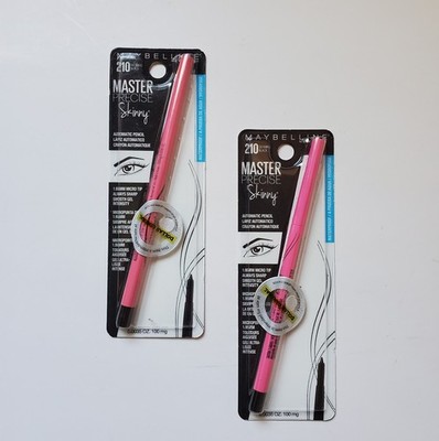 2 Maybelline Master Precise Skinny Eyeliner Pencil Defining Black 210 Automatic 