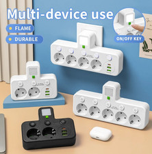 1pc EU Plug 5-Socket Electrical Outlet Power Strip with Optional USB Type-C