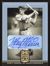 2005 Donruss Greats Marty Marion Auto Signature Gold HoloFoil #56 Card