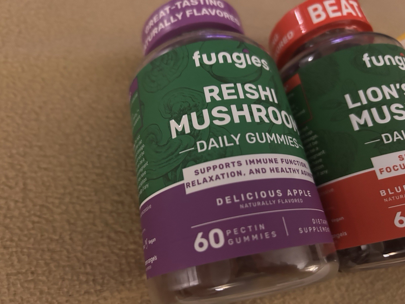 3PK Fungies Lions Mane Mushroom Daily Gummies ~ BLUEBERRY & STRAWBERRY ~EXP 3/27