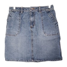 Vintage Faded Glory Y2K 2000s Denim Skirt Missy Size 10 Carpenter