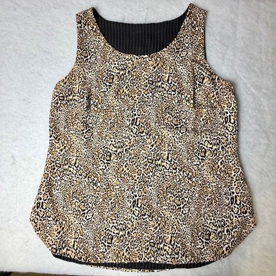 Chico's Reversible Top 8/10 Leopard Black Striped Capsule Wardrobe Quiet Luxury