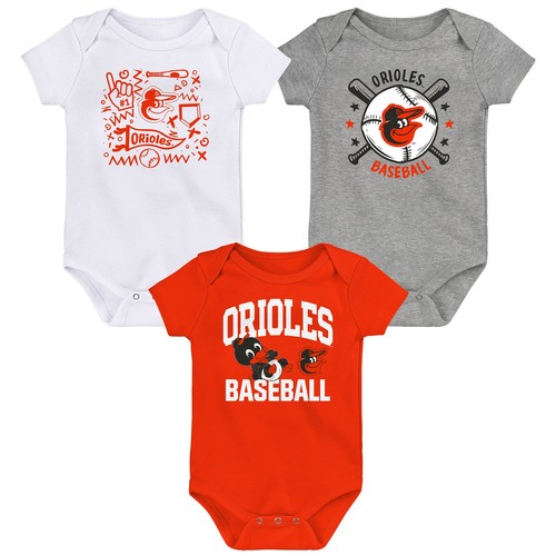 Newborn Baltimore Orioles Batter Up Three-Pack Bodysuit Set