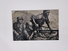 German Army Machne Gun Team WW2 set Of 2mounted Prints Each 18x8 Inches