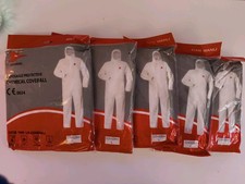 5 Disposable Overalls, Large, Individually Packaged.