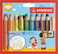 Buntstift, Wasserfarbe & Wachsmalkreide - Stabilo Woody 3 In 1, 10Er Pack