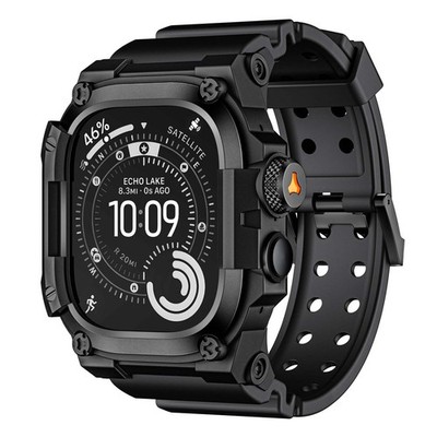 For Apple Watch Ultra 3/2/1 49mm Silicone+Metal Rugged Bumper Case+Band Strap