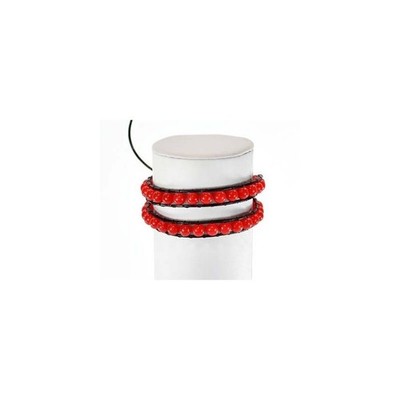 ACRYL PERLENARMBAND AUF VERSTELLBAREM DRAHT - NEU - ROT - NWBRACR001