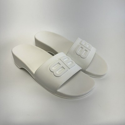 Balenciaga Pool Clog Bb Slide White Sandal size 38 / 7.5 NEW