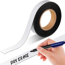 1 x 50 ft Magnetic Tape Strip Roll, Dry Erase Label, Writable Magnets Sticky ...
