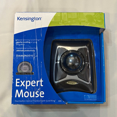 Kensington Expert Mouse Optical Trackball Scroll Ring 4Btn 400DPI USB/PS2 64325