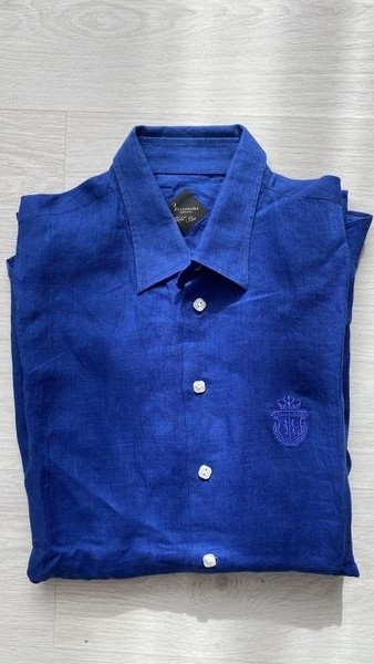 Men Billionaire Shirt Navy Linen 48