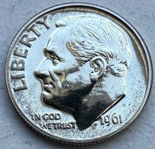 1961 Roosevelt Proof Dime 10c Coin NICE TONING ~ 90% Silver - INV#8890