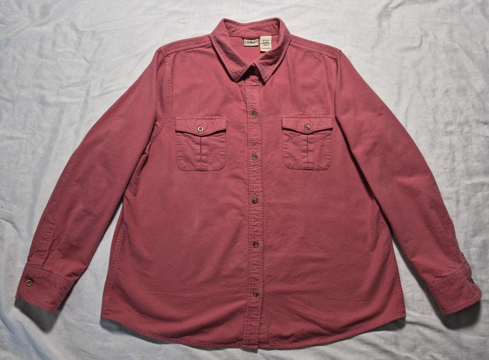 Vintage L.L. Bean Women's Chamois Cloth Shirt XLarge Pink Made in USA 1980s