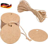 50 StüCk Kraftpapier GeschenkanhäNger Mit Juteschnur Rund 5,5 Cm Beschreibbar
