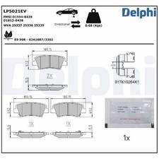 Delphi Bremsbelagsatz Bremsklötze hinten LP5021EV 58302E4A60 | 322544