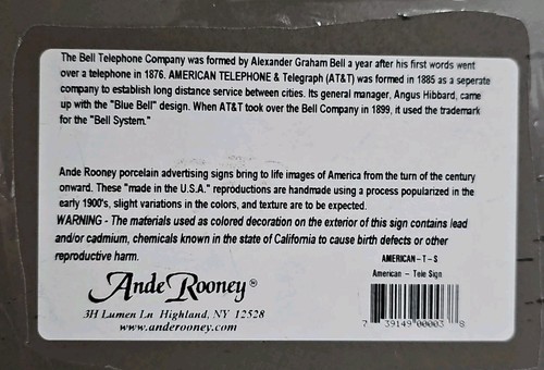 AT&T BELL SYSTEM Telephone Porcelain 8"x8" Ande Rooney Partially Sealed USA Made - Picture 5 of 6