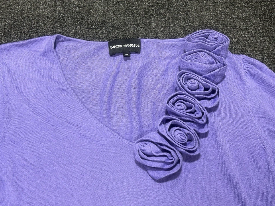 BLUSA EMPORIO ARMANI FLORAL BAMBÚ MANGA CORTA MORADO TALLA 42 Foto 2 de 4