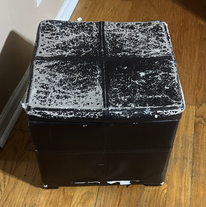 Black Faux Leather Square Storage Ottoman Footstool Cube w/ Lift-Off Lid