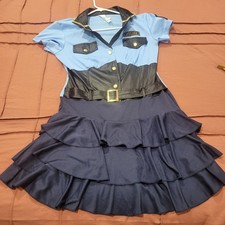 Halloween Police Uniform Cosplay Costume Adult Womens Small Blue Skirt Hat Cuffs