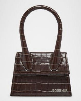Jacquemus Le Chiquito Moyen Croc Embossed Leather Top Handle Bag. Original $1050