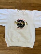Vintage Hard Rock Cafe Las Vegas Sweatshirt Small White 90s USA Made Logo