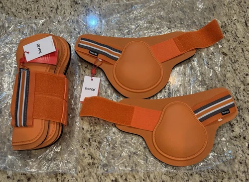 NEW Horze Orange Adepto Horse Tendon and Fetlock Boots Set FULL