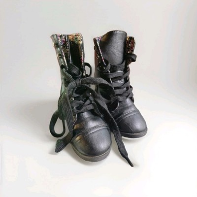 Girls Black Lace Up Boots Size 5 Toddler