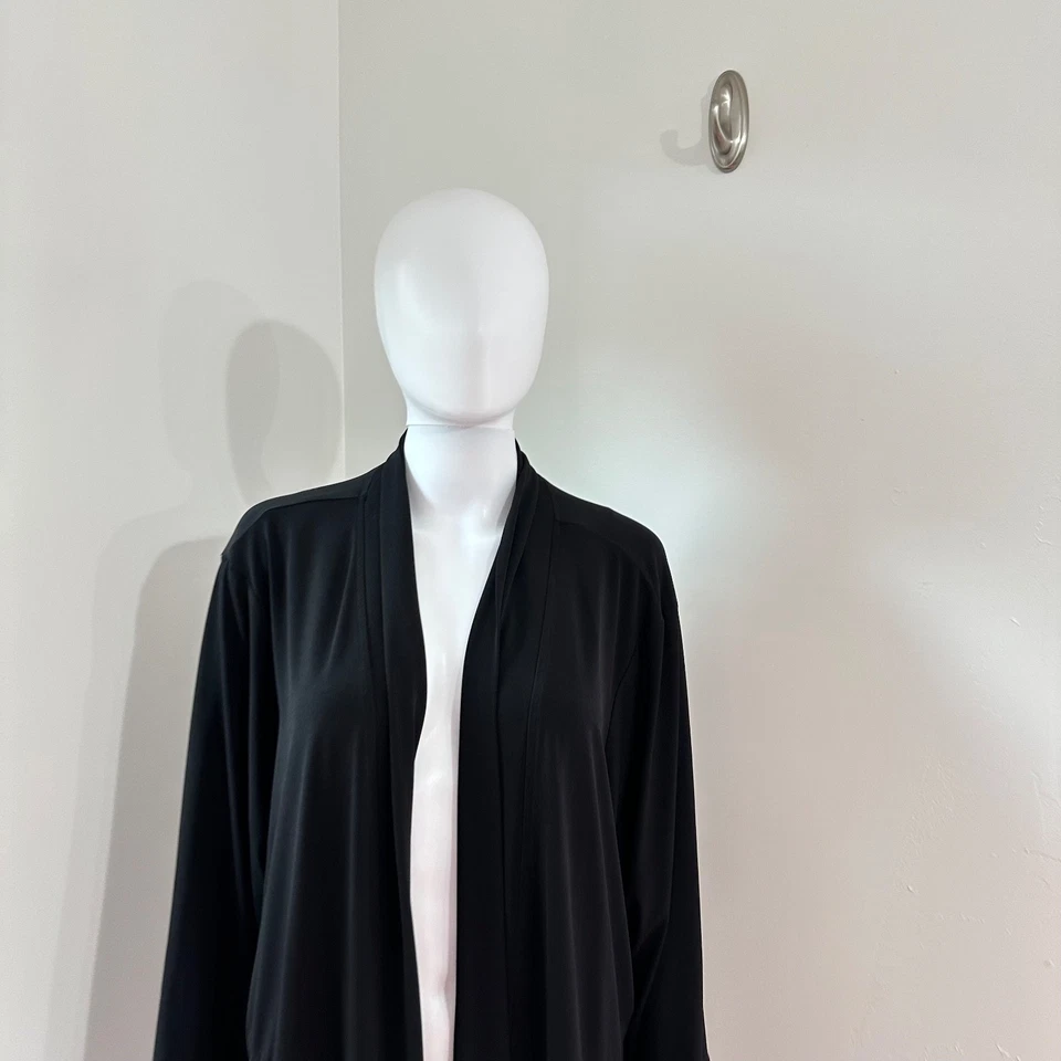 Susan Graver Sz 3X Black Luid Knit 3/4 Open Jacket Lux Blazer Mature - Image 2 of 4