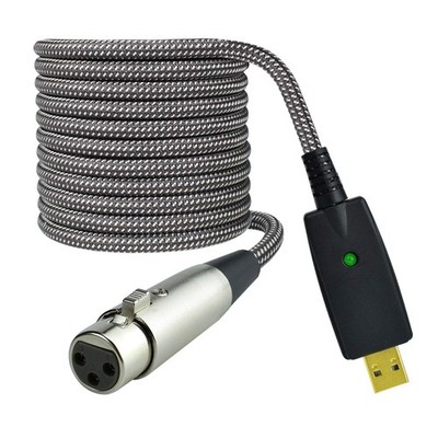 XLR to USB Adapter Cable, Microphone Female XLR Cord to Computer PC USB Interfac