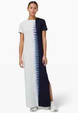 Lululemon LA Relaxed Short Sleeve Maxi Dress Tie Dye Size 8 True Navy Vapor