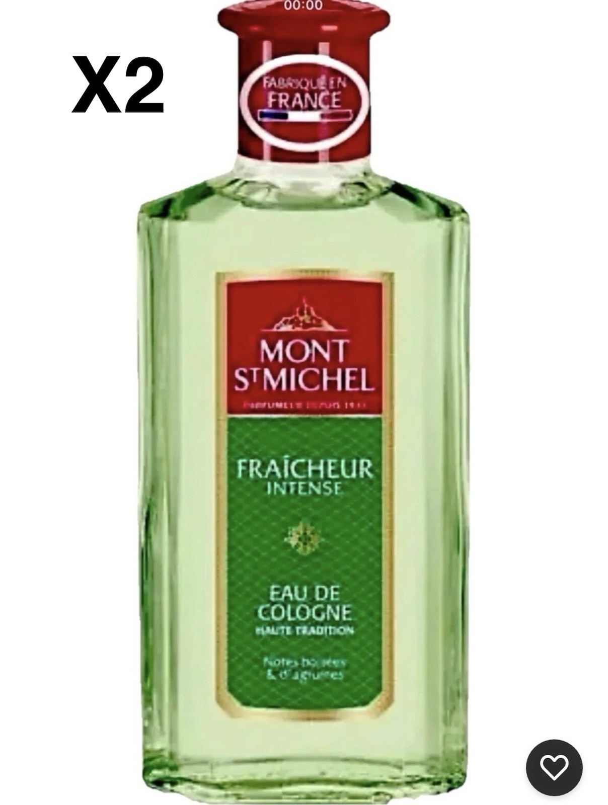 Eau de cologne Mont Saint Michel Fraîcheur Intense lot 2 flacons 500ml