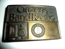VINTAGE 3 1/4" ACROSS 1975 ODEN CB CITIZENS BAND RADIO BRASS METAL BELT BUCKLE