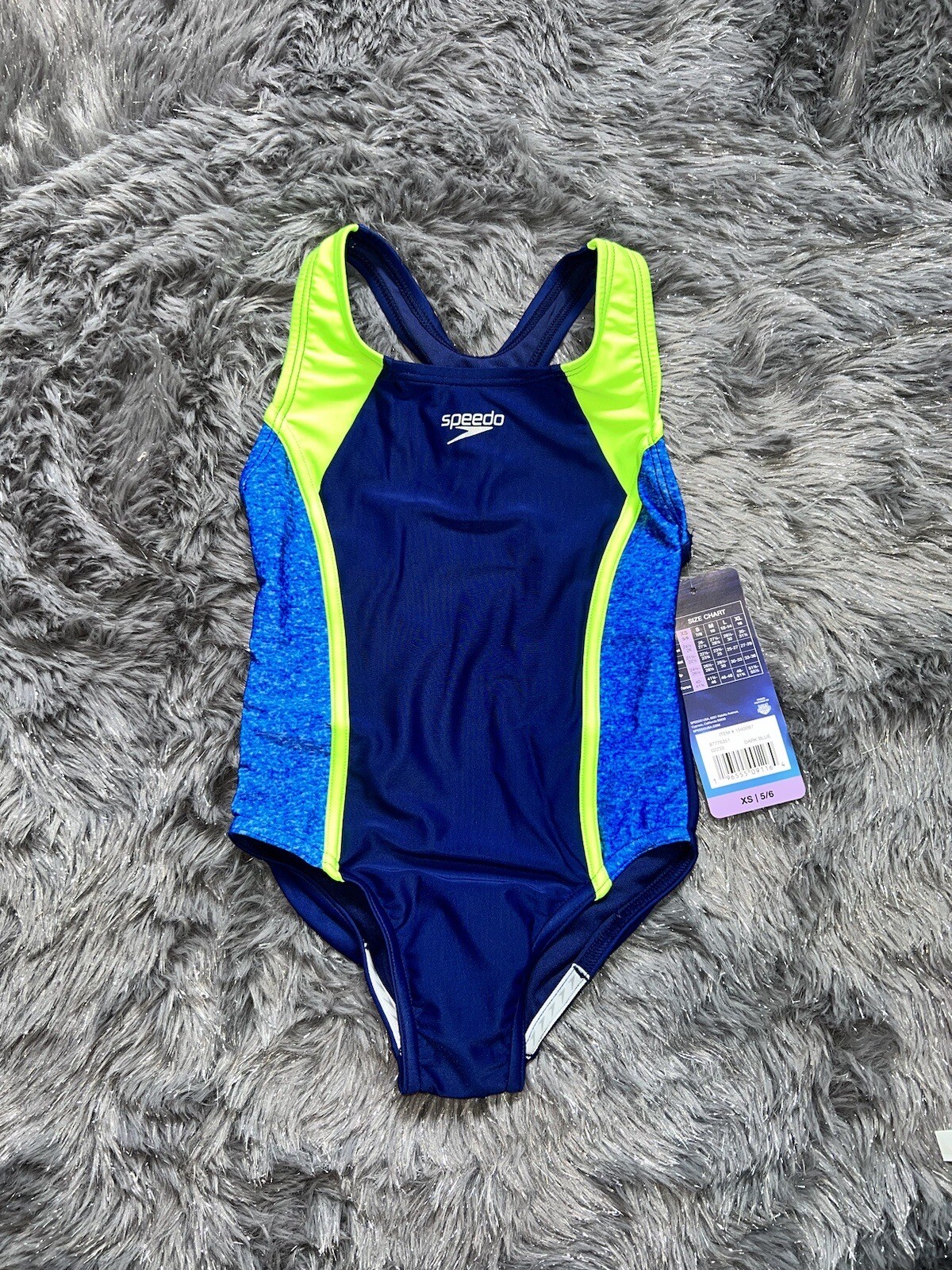 medium 10 slim Speedo girl skinny body type 1piece Swimsuit, blue