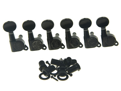 Wilkinson 6 Inline Mini Oval Button E-Z Post Guitar Tuners Tuning Pegs Black