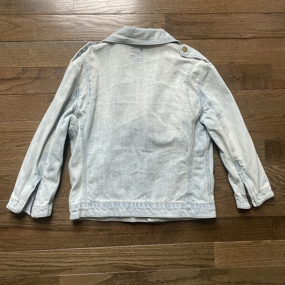Gap Kids Jacket Girls Sz Small Light Wash Denim Jean Zip Up Long Sleeve - Image 3 of 4