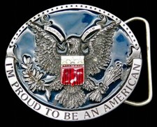 I'm Proud To Be American Patriotic Eagle Bergamot Vintage Belt Buckle