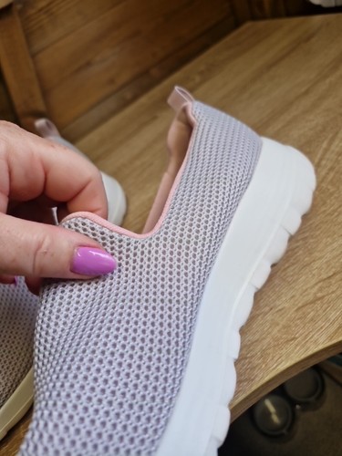 Skechers Air Cooled Memory Foam Slip On Trainers Uk Size 7 Grey And Pink - Picture 14 of 15