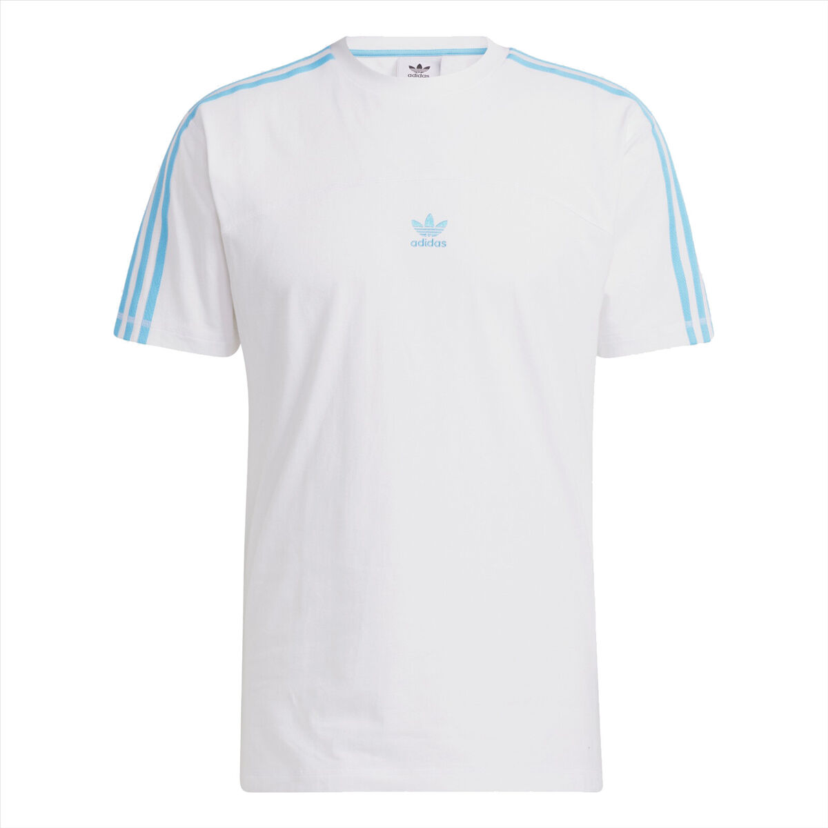 Adidas Originals Men's Blocked 3-Stripes Tee, White/Sky Rush Adidas Originals Men's Blocked 3-Stripes Tee, White/Sky Rush