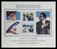 122. BAHAMAS 1981 TIMBRE M/S MARIAGE ROYAL, PRINCE CHARLES & LADY DIANA. MNH
