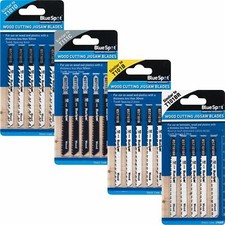 BlueSpot 5pc Jigsaw Blade Set T Shank Clean Fast Cut Or Down Cut Blades For Wood