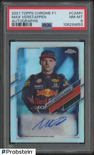 2021 Topps Chrome F1 Racing Refractor Max Verstappen AUTO 42/75 PSA 8 NM-MT