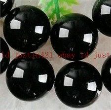 Natural 10mm Black Agate Round Gemstone Loose Beads 15'' AAA