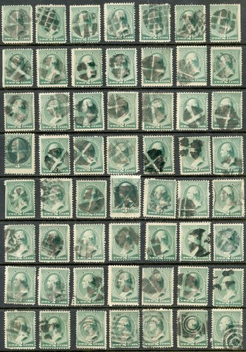 USA 1887 Washington 2c Green, Cancel Group of 112 Stamps - Picture 2 of 3